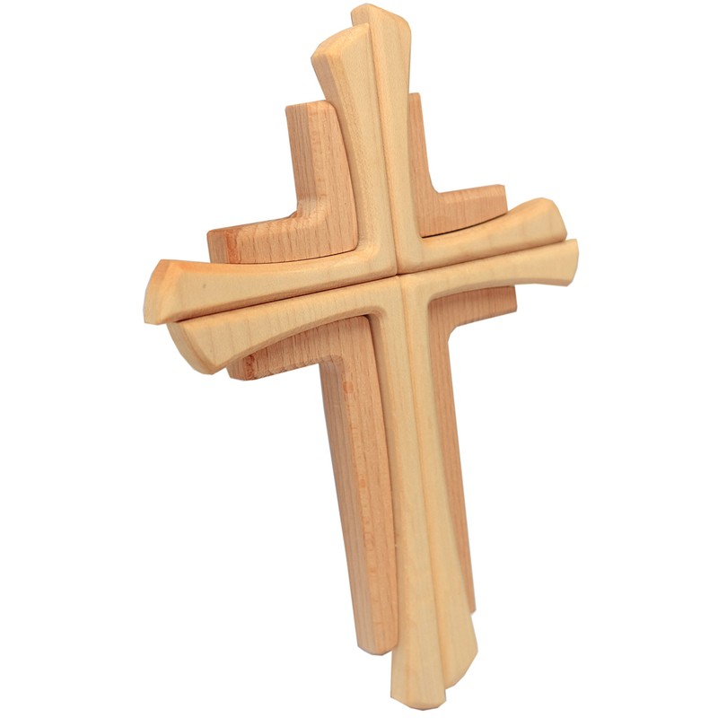 Kaltner Präsente Geschenkidee - Wandkreuz Echtes Holz Buche und Ahorn
