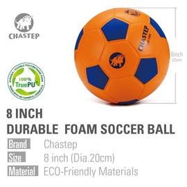 Chastep 8" Foam Football Indoor/Outdoor Perfect for Kids or Beginner Play and Exercise Soft Kick & Safe (Orange/Blue)