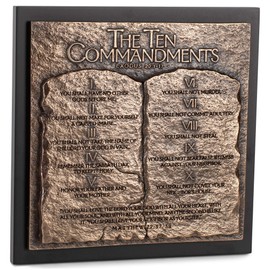 Lighthouse Christian Products The Ten Commandments Hammered Bronze Tone 8.75 x 8.75 Cast Stone Sculpture Plaque