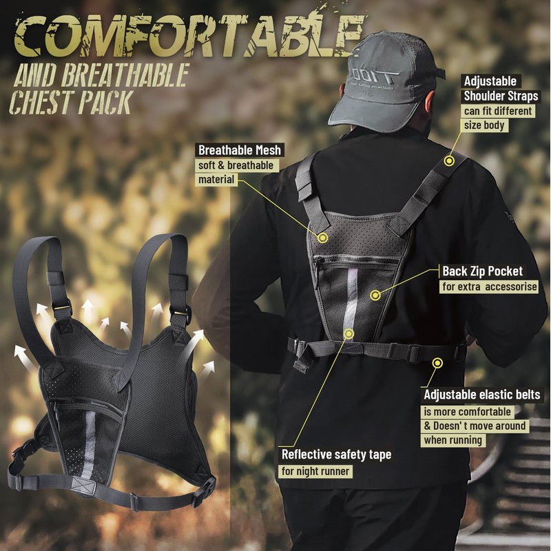 Chest Bag for Men Women, Outdoor Sport Chest Pack Rig