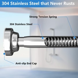Umimile Shower Curtain Rod 36-61 Inches, 1 Inch Diameter Adjustable Spring Tension Curtain Rod, 304 Stainless Steel Shower Rod for Bathroom, Windows, Never Rust Non-Slip