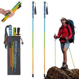 OKHEALING Ultralight Carbon Fiber Trekking Poles Foldable Set of 2 Hiking Poles with Moisture Wicking Handles Hiking Poles with Storage Bag (110cm)