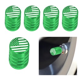 NGHEY Pack-5 Tire Stem Valve Cover, 0.6" x 0.4" American Flag Tire Valve Caps for Cars SUVs Trucks (Green)