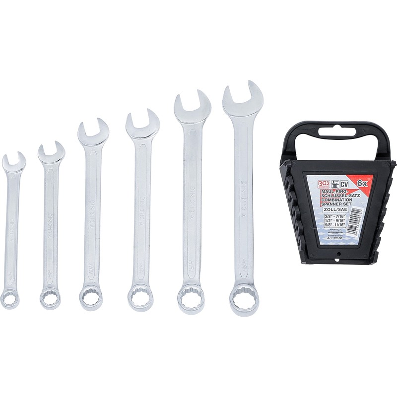 BGS 32100 set of combination ring spanners, sizes in inches,