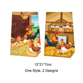 12 Pack Chicken Party Bags Farm Chicken Birthday Party Decorations Party Favors Cute Farm Chicken Gift Bags Candy Bags Goodie Bags Treat Bags for Chicken Party Supplies with 12 Chicken Stickers