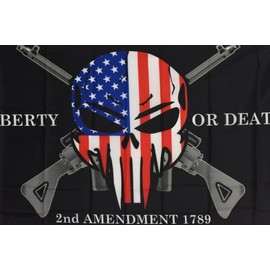 MWS Liberty or Death 2nd Amendment USA Punisher Skull Rifles 1789 Flag 3'x5' House Banner Grommets Double Stitched Fade Resistant Premium Quality 2-04-E