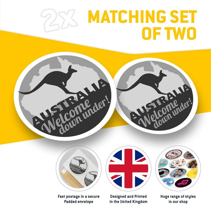 2 x 7.5cm Vinyl Stickers - Australia Down Under Kangaroo