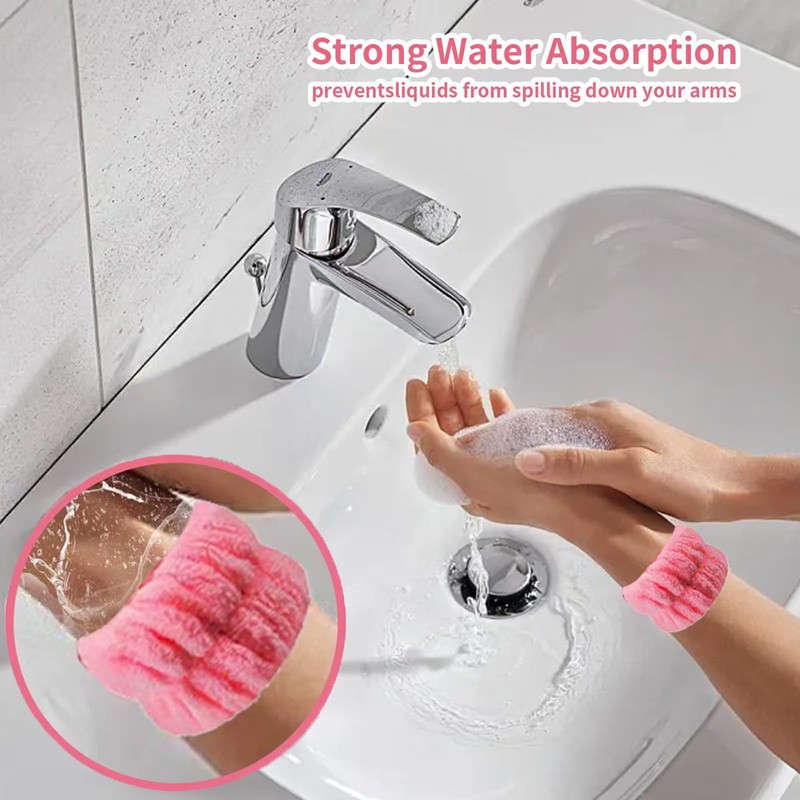 Amsomyin 8Pcs Microfiber Wrist Bands for Washing Face, Absorbent Face