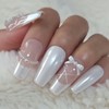 Pearl Shell Ballet Core Handmade Nail Tips - Short Square