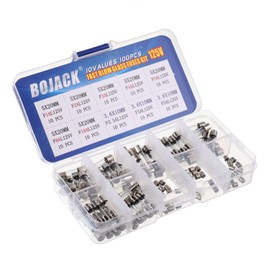 BOJACK Christmas Light fuses 5x20mm 125V 1A 2A 3A 4A 5A 8A 10A Fuse Fast-Blow Glass Fuses 3.6X10mm Mini Fuse 125V 2.5A 3A 5A amp Fuses Assortment Kit
