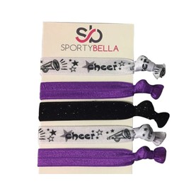 Infinity Collection - Purple Hair Ties - No Crease, No Tug Elastic Ponytail Holders for Girls, Women, Cheerleaders, Teams & Coaches - 5 Pcs