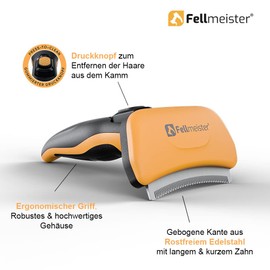 Fellmeister® Unterfellbürste für Hunde & Katzen zur Entfernung der Unterwolle - Fellbürste mit Druckknopf zum Schutz vor Verletzungen für Mensch & Tier - Haustierbürste (Größe M)