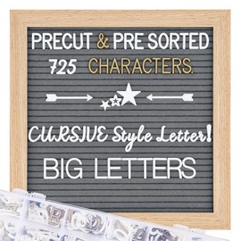 Grey Changeable Felt Letter Board, 10x10 Inch, 725 Pre-Cut & Sorted Letters, First Day of School, Classroom Decor, Message Sign