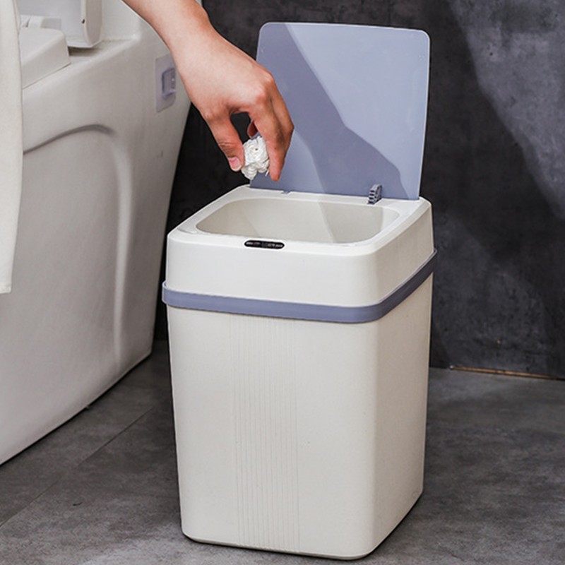 Trash Can 12L Smart Sensor Stable Dealing Cover Simple Style