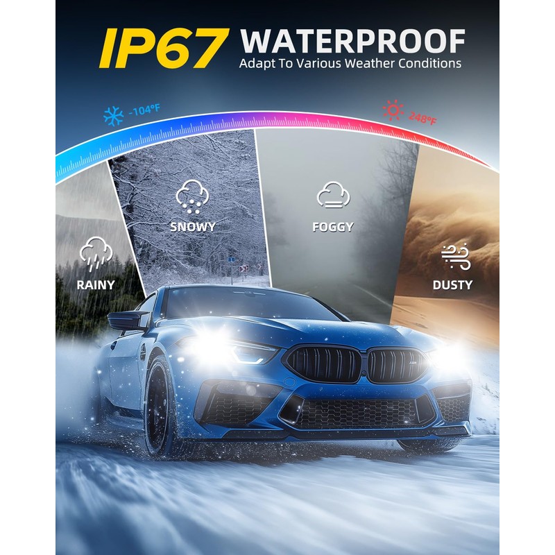 AUTOONE 9005 LED Light Bulbs, 24,000LM 6X Ultra Bright 6000K