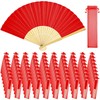 Tatuo 80 Pcs Hand Fans Bamboo Silk Folding Fans Handheld