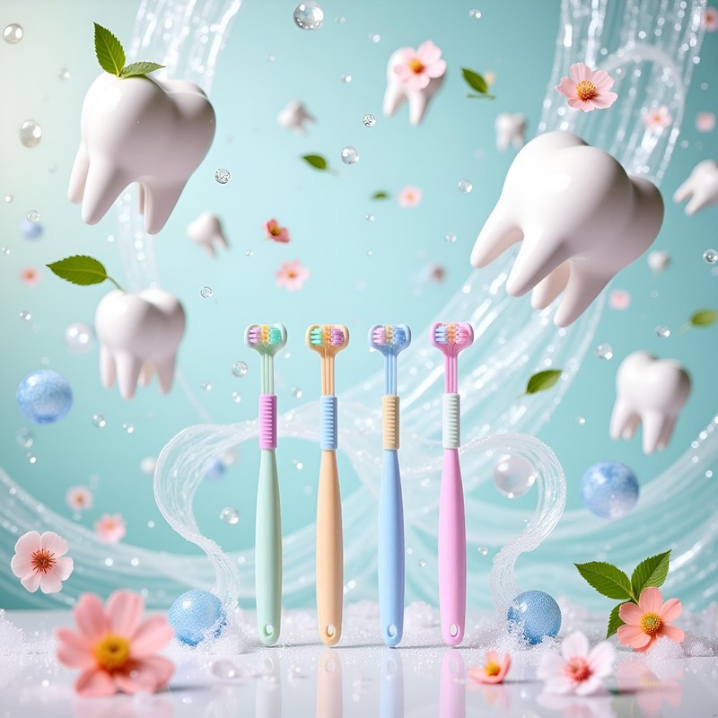 2 Pcs Random Color Three-Sided Soft Hair Toothbrush, Effective Wrap-Around