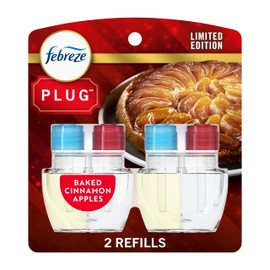 Febreze Plug In Air Freshener, Odor-Fighting Scented Oil Refill, Air Fresheners for Home and Bathroom and Kitchen, Long Lasting for Strong Odors, Baked Cinnamon Apples Scent, 0.87oz Refills, 2 Count