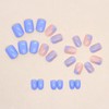 TUZANDW Short Square Blue Ripple Design Acrylic False Nails, 24