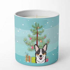 Caroline's Treasures BB1627CDL Christmas Tree and Tricolor Corgi 10 oz Decorative Soy Candle Nature Soy Wax Essential Oil Home Decor Ideal for Bedroom Kitchen Bath Office Gift, 10 oz