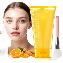 Turmeric Collagen Night Wrapping Mask 5.07 oz (2x Standard Size) – Overnight Peel-Off Face Mask with Kojic Acid & Vitamin C – Hydrating & Glow-Enhancing Korean Skincare for All Skin Types