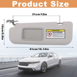 Pair of Left and Right Sun Visor with Clips for Hyundai Elantra 2011 2012 2013 2014 2015 2016 Not for GT Model Gray Color #85210-3X040-TX