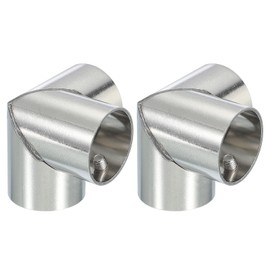 PATIKIL 1" 3 Way Pipe Clamp Connector, 2 Pcs Stainless Steel 90 Degree Elbow Chain Link Fence Clamps for Coat Racks Store Shelves Bracket Rail Project Pipe Connectors, Silver