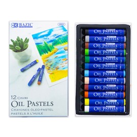 BAZIC Oil Pastels Set 12 Colors, Soft Pastels Oil Pastels for Artists Beginners Students Kid Art Painting Drawing Blending Oil Crayons, 1-Pack