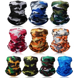 SATINIOR 10 Pieces Neck Gaiter Scarf Bandanas Balaclava Cooling Breathable Face Mask for Men Women Outdoor Sports(Chic Style)