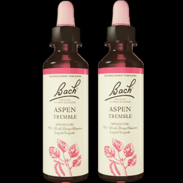 Bach Original Flower Remedies Essence - Aspen Liquid Drops, Super Saver 2 Bottles of 20 ml