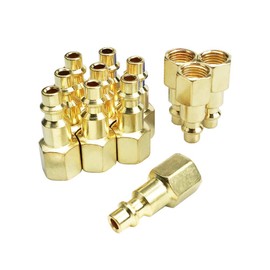 VERSAINSECT ces Female Air Coupler Plug, 1/4-Inch NPT Thread Quick Connect Air Fittings set, Industrial Style D Plug with Brass Finish for Quickly and Safely Disconnect Air Hose