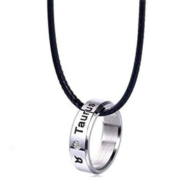 12 Constellations Horoscope Taurus Necklace Pendant Rhinestone Stainless Steel Zodiac Sign Tag Ring Statement Necklace Choker for Women Girls(Taurus)