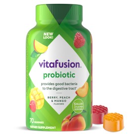 vitafusion Probiotic Gummy Supplements, Raspberry, Peach and Mango Flavors, Probiotic Nutritional Supplements With 5 Billion CFUs, 35 Day Supply, 70 Count
