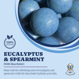 DR. WALLY'S SOAPS Handcrafted - Rustic Hand Formed soap Balls - Natural Soap Made from Natural Oils - Cold Process with No Harsh Chemicals - Lavender, Eucalyptus Spearmint (Pack of 2) 4oz Each -