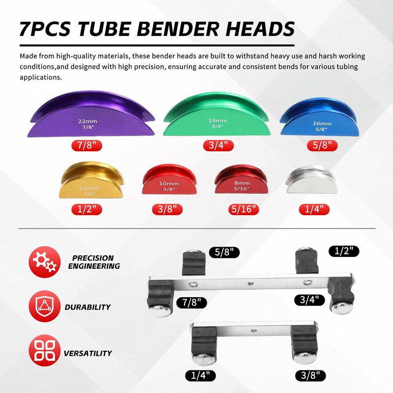 kuailebuy Tube Bender Kit, for 1/4"-7/8" O.D. 90° Forward/Reverse Bending