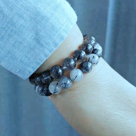 Hyggestone (self-produced product) Natural Stone Black Needle Quartz Black Rutilated Quartz Gemstone Bracelet / 천연석 흑침수정 블랙 루틸쿼츠 원석 팔찌