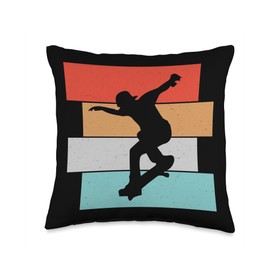 Skater Skateboarder Retro Skateboard Boys Youth Throw Pillow