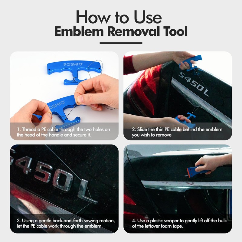 FOSHIO PlateLine Remover, Aluminum Alloy Car Surface Logo Emblem Remover
