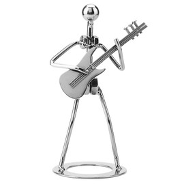 Cikonielf Iron Figure Music Creative Handmade Musician Sculpture Guitarist Sculpture Iron Art Music Girl Figure Guitar Figure Decoration
