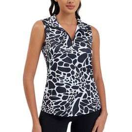 Vidusou Womens Golf Outfit for Women,Womens Workout Clothes Quarter Zip Athletic Tank Tops Gym Sport Running Shirts V Neck Summer Clothes for Women 2024 Hiking Shirts Black X-Large