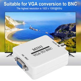 ASHATA VGA to BNC Converter, 1920 x 1080@60Hz, Suitable for TVs, Monitors, Computers