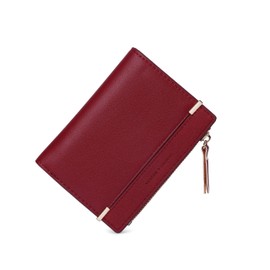CHAOFANXI Women's Small Bifold Leather Purse for Women, Small and Short Format Purse Small Wallet with Multiple Compartments, red, Modern