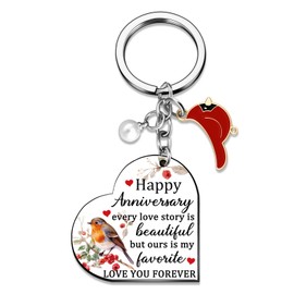 Ikacvb Anniversary Cardinal Gifts For Women Wife Wedding Aniversario Gift Ideas Happy Anniversary I Love You Gifts For Her Wife Couple Girlfriend Romantic Keychain Jewelry