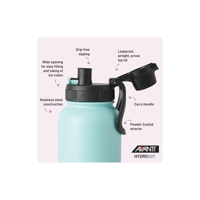 Avanti HydroSport Quench Insulated Water Bottle, 1.1 Litre, Blue