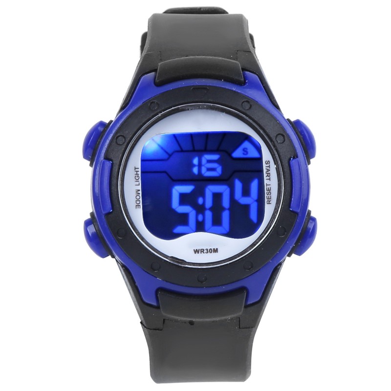 Electronic Watch Children Sports 3ATM Waterproof PU Strap Wrist WatchBlack