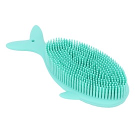 Baby Bath Silicone Brush Massage Gentle Soft Hair Shampoo Brush for Kids Toddlers Green