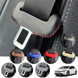 WeCar New Prius 60 Series Genuine Leather Seat Belt Cover, Buckle Cover, Genuine Leather, Noise Prevention, Scratch-Resistant, Genuine Leather Cover, Interior Custom, Catcher, Dress Up