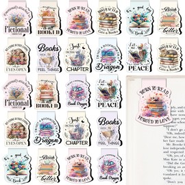 Berirexrion Funny Bookish Magnetic Bookmarks - 24 Pcs Read Books Flowers Magnet Book Marks Bulk Page Markers Clips for Reading Women Kids Lovers Students Teachers School Office Supplies Birthday Gifts