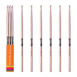 3-pairs(Natural),Premium Hickory Drum Stick, Hard Wood Drum Stick,Classic 5A Drum Stick, Anti-slip Coating Drumstick, for Acoustic or Electronic Drum, weight and picth matched. Christmas Gift.