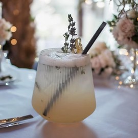 48 Pack Ribbed Origami Ripple Plastic Glasses, 24 9 Ounce Stemless Champagne Flutes & 24 12 Ounce Cups, BPA-Free Disposable Shatterproof Toasting Glasses for Weddings, Bars, and Events (Clear)